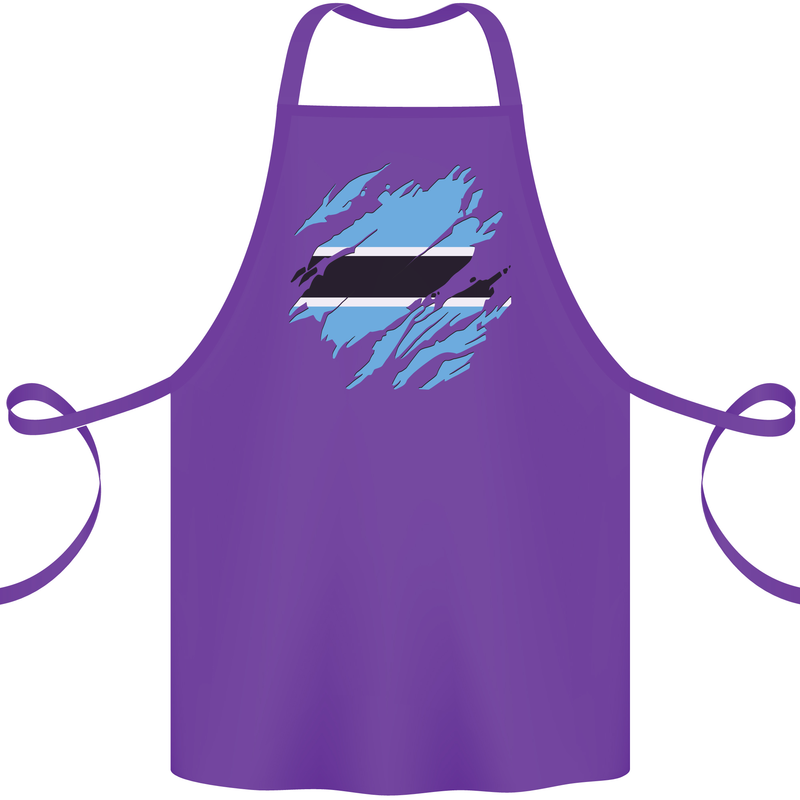 Torn Botswana Flag Batswana Day Football Cotton Apron 100% Organic Purple