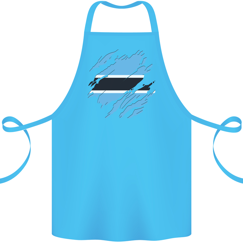 Torn Botswana Flag Batswana Day Football Cotton Apron 100% Organic Turquoise