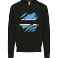 Torn Botswana Flag Batswana Day Football Kids Sweatshirt Jumper Black