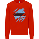Torn Botswana Flag Batswana Day Football Kids Sweatshirt Jumper Bright Red