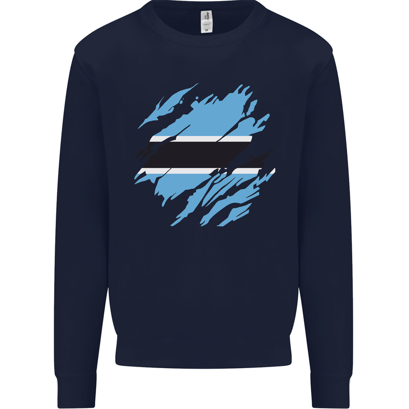 Torn Botswana Flag Batswana Day Football Kids Sweatshirt Jumper Navy Blue