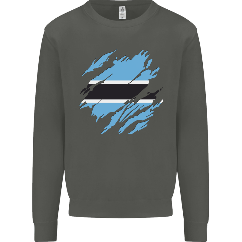 Torn Botswana Flag Batswana Day Football Kids Sweatshirt Jumper Storm Grey