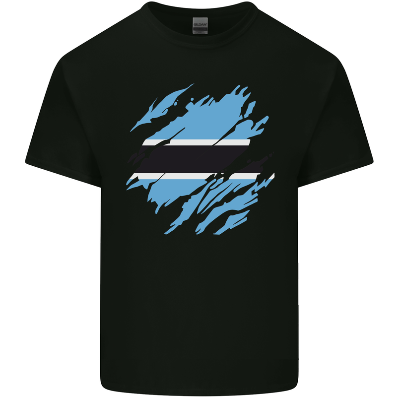 Torn Botswana Flag Batswana Day Football Kids T-Shirt Childrens Black