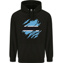 Torn Botswana Flag Batswana Day Football Mens 80% Cotton Hoodie Black