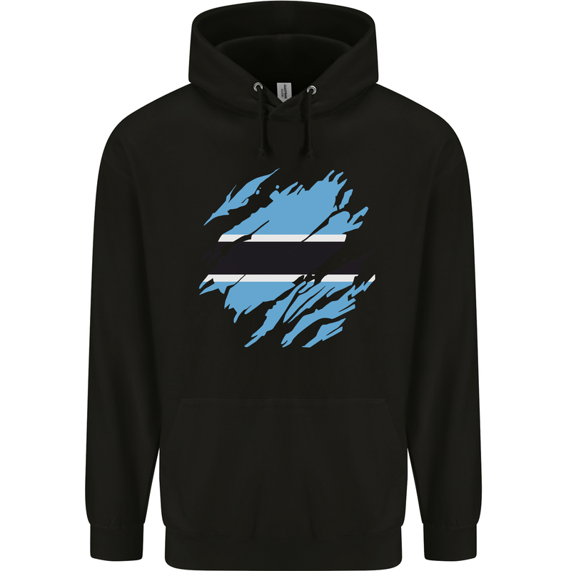 Torn Botswana Flag Batswana Day Football Mens 80% Cotton Hoodie Black