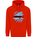 Torn Botswana Flag Batswana Day Football Mens 80% Cotton Hoodie Bright Red