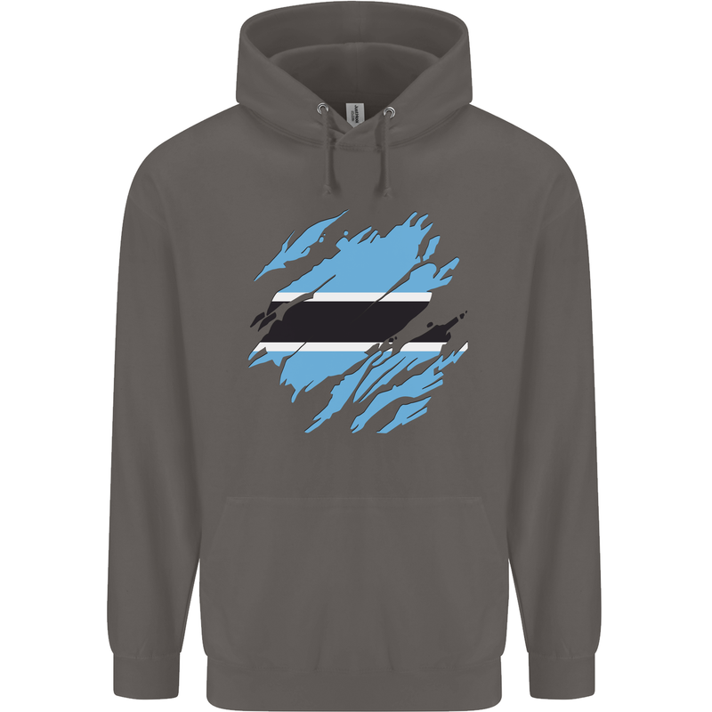 Torn Botswana Flag Batswana Day Football Mens 80% Cotton Hoodie Charcoal