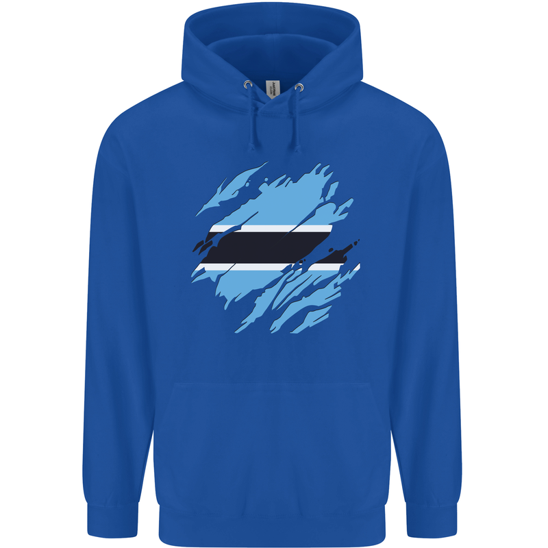 Torn Botswana Flag Batswana Day Football Mens 80% Cotton Hoodie Royal Blue