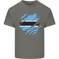 Torn Botswana Flag Batswana Day Football Mens Cotton T-Shirt Tee Top Charcoal