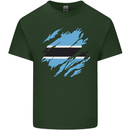 Torn Botswana Flag Batswana Day Football Mens Cotton T-Shirt Tee Top Forest Green