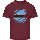Torn Botswana Flag Batswana Day Football Mens Cotton T-Shirt Tee Top Maroon