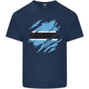 Torn Botswana Flag Batswana Day Football Mens Cotton T-Shirt Tee Top Navy Blue