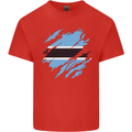 Torn Botswana Flag Batswana Day Football Mens Cotton T-Shirt Tee Top Red