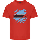 Torn Botswana Flag Batswana Day Football Mens Cotton T-Shirt Tee Top Red