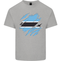Torn Botswana Flag Batswana Day Football Mens Cotton T-Shirt Tee Top Sports Grey