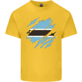 Torn Botswana Flag Batswana Day Football Mens Cotton T-Shirt Tee Top Yellow