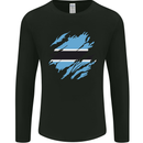 Torn Botswana Flag Batswana Day Football Mens Long Sleeve T-Shirt Black