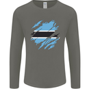 Torn Botswana Flag Batswana Day Football Mens Long Sleeve T-Shirt Charcoal