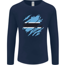 Torn Botswana Flag Batswana Day Football Mens Long Sleeve T-Shirt Navy Blue