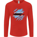 Torn Botswana Flag Batswana Day Football Mens Long Sleeve T-Shirt Red