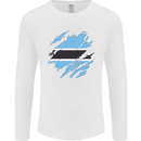 Torn Botswana Flag Batswana Day Football Mens Long Sleeve T-Shirt White