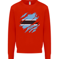 Torn Botswana Flag Batswana Day Football Mens Sweatshirt Jumper Bright Red