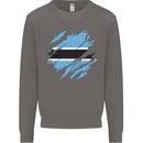 Torn Botswana Flag Batswana Day Football Mens Sweatshirt Jumper Charcoal