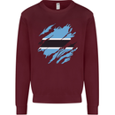 Torn Botswana Flag Batswana Day Football Mens Sweatshirt Jumper Maroon