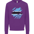 Torn Botswana Flag Batswana Day Football Mens Sweatshirt Jumper Purple