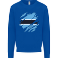 Torn Botswana Flag Batswana Day Football Mens Sweatshirt Jumper Royal Blue