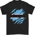 Torn Botswana Flag Batswana Day Football Mens T-Shirt 100% Cotton Black