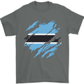 Torn Botswana Flag Batswana Day Football Mens T-Shirt 100% Cotton Charcoal