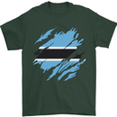 Torn Botswana Flag Batswana Day Football Mens T-Shirt 100% Cotton Forest Green