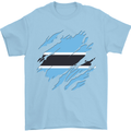 Torn Botswana Flag Batswana Day Football Mens T-Shirt 100% Cotton Light Blue