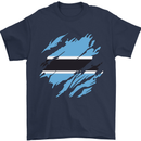 Torn Botswana Flag Batswana Day Football Mens T-Shirt 100% Cotton Navy Blue