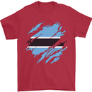 Torn Botswana Flag Batswana Day Football Mens T-Shirt 100% Cotton Red