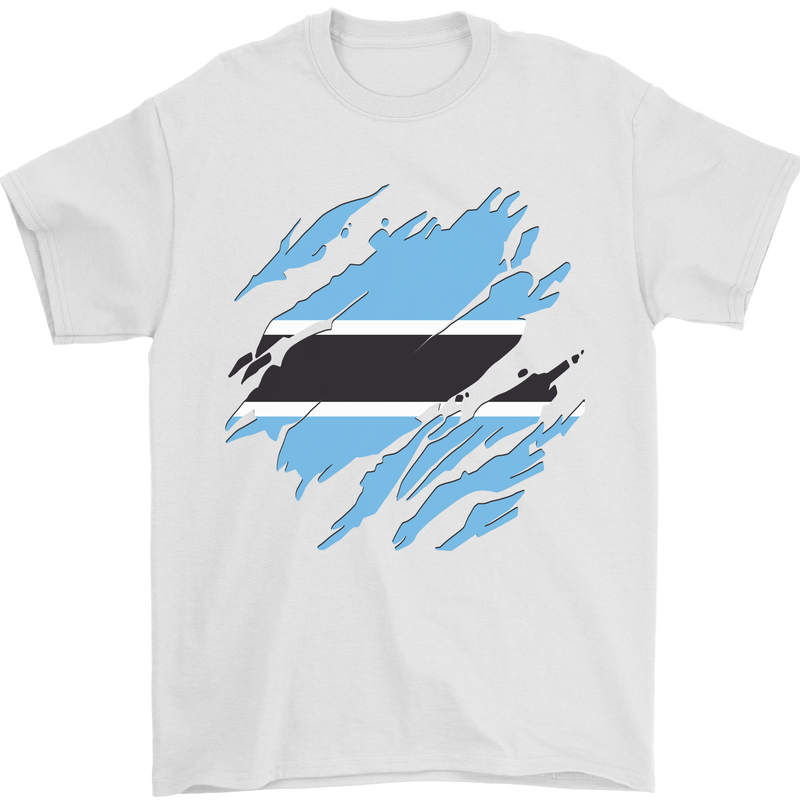 Torn Botswana Flag Batswana Day Football Mens T-Shirt 100% Cotton White