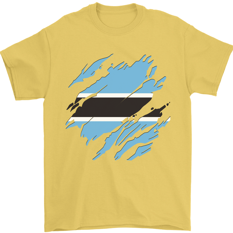 Torn Botswana Flag Batswana Day Football Mens T-Shirt 100% Cotton Yellow