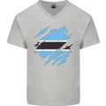 Torn Botswana Flag Batswana Day Football Mens V-Neck Cotton T-Shirt Sports Grey