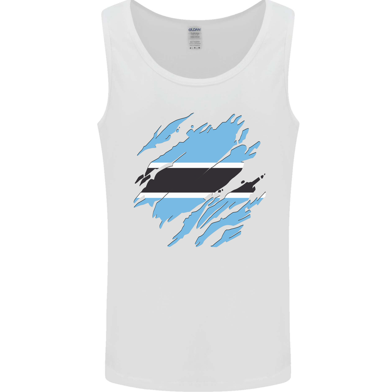 Torn Botswana Flag Batswana Day Football Mens Vest Tank Top White