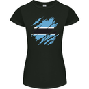 Torn Botswana Flag Batswana Day Football Womens Petite Cut T-Shirt Black
