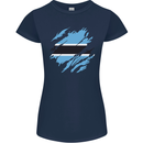 Torn Botswana Flag Batswana Day Football Womens Petite Cut T-Shirt Navy Blue