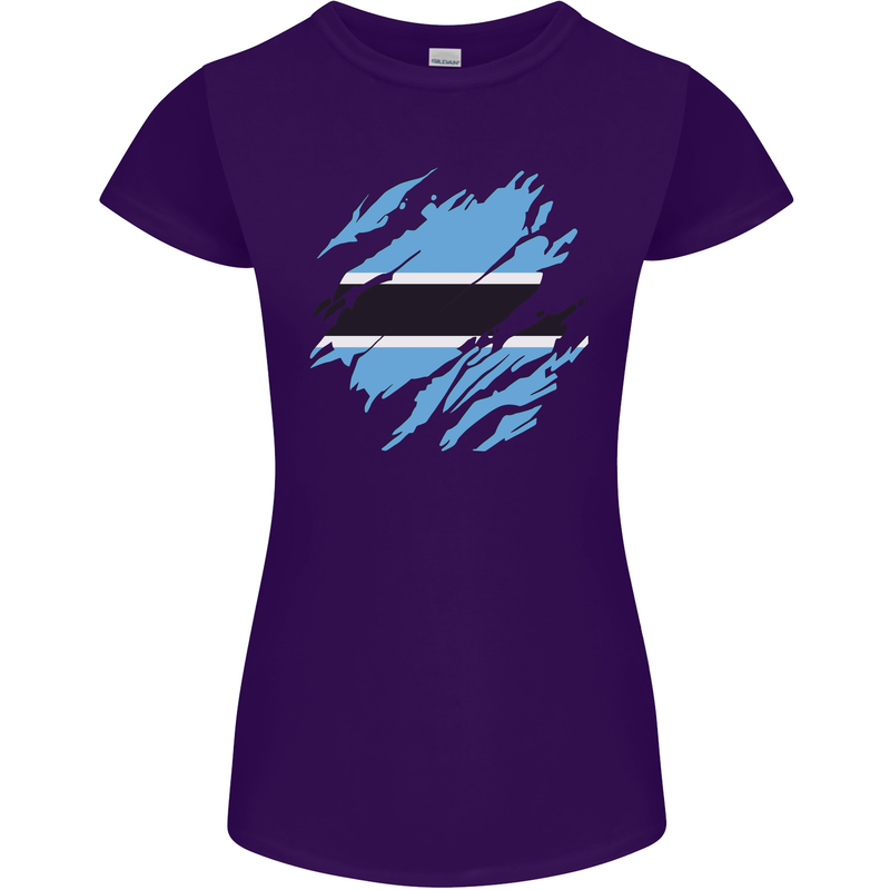 Torn Botswana Flag Batswana Day Football Womens Petite Cut T-Shirt Purple