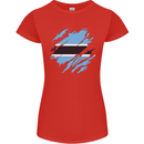 Torn Botswana Flag Batswana Day Football Womens Petite Cut T-Shirt Red