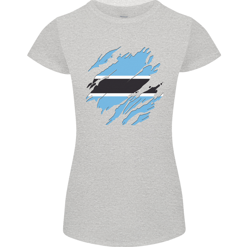 Torn Botswana Flag Batswana Day Football Womens Petite Cut T-Shirt Sports Grey