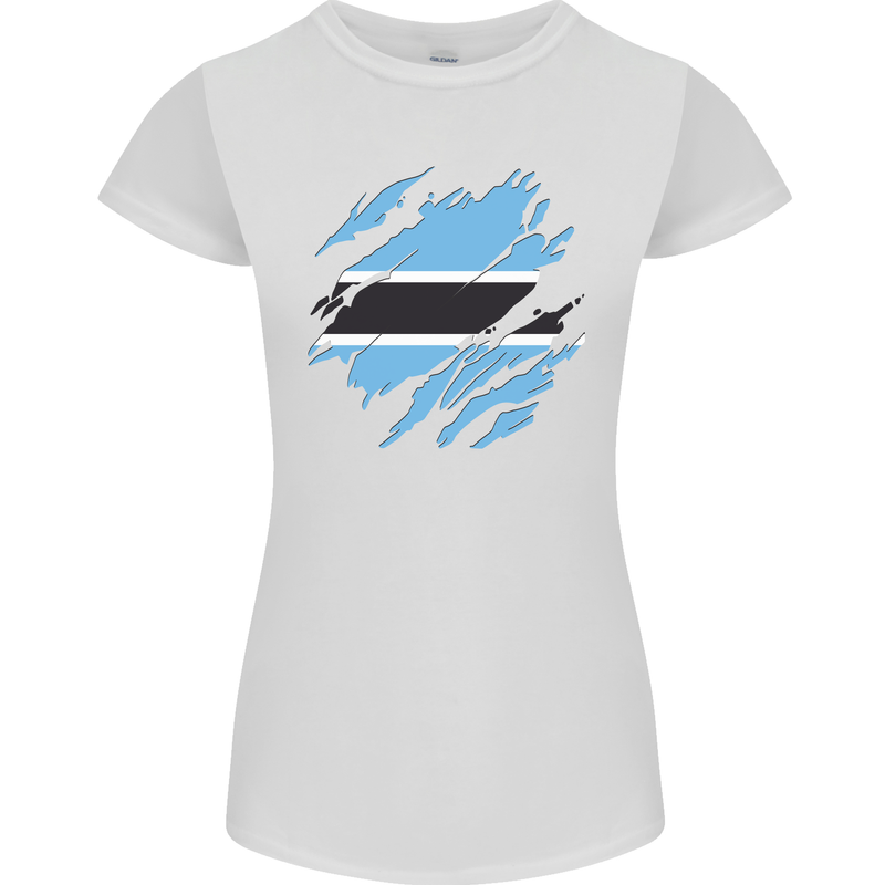 Torn Botswana Flag Batswana Day Football Womens Petite Cut T-Shirt White