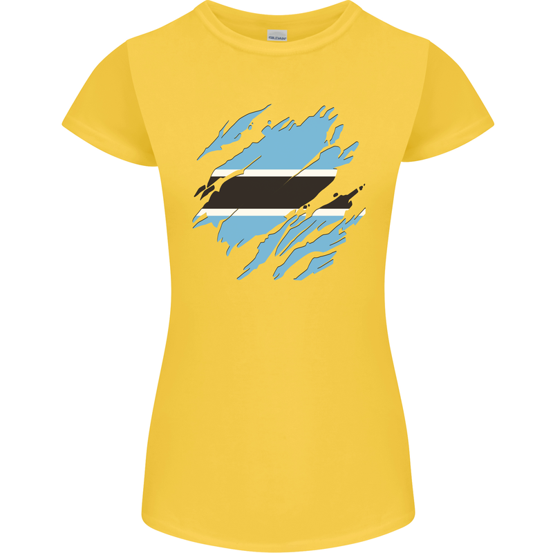 Torn Botswana Flag Batswana Day Football Womens Petite Cut T-Shirt Yellow
