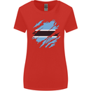 Torn Botswana Flag Batswana Day Football Womens Wider Cut T-Shirt Red