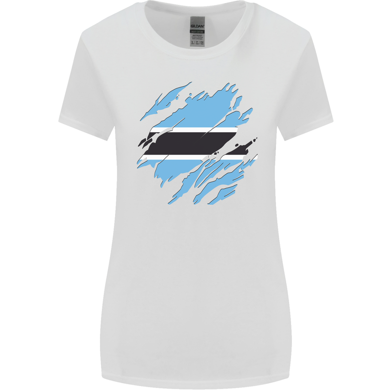 Torn Botswana Flag Batswana Day Football Womens Wider Cut T-Shirt White