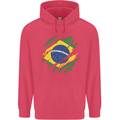 Torn Brazil Flag Brazilian Day Football Childrens Kids Hoodie Heliconia